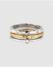 Elli Jewelry - Ring Set of 3 Bicolor Crystal 925 Sterling Silver