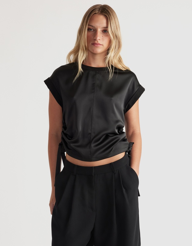 Decjuba - Alessia Satin Side Tie Tee