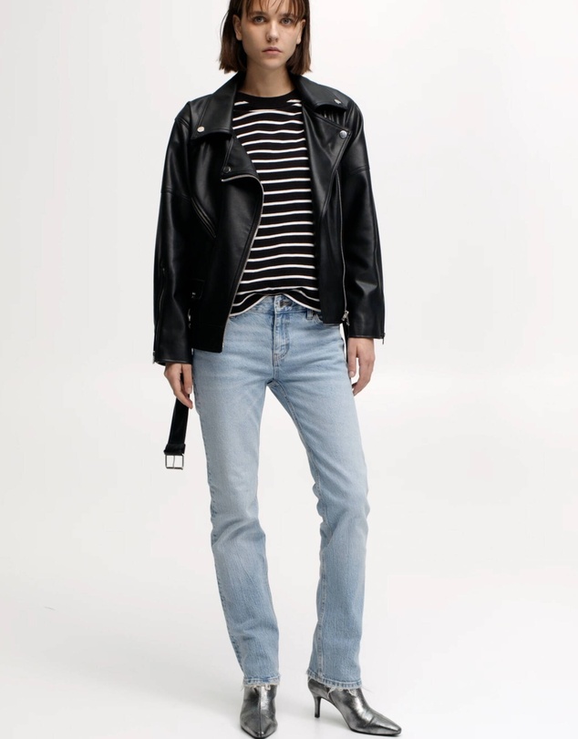Pull&Bear - Oversize Faux Leather Biker Jacket