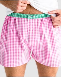 Sant And Abel - Men's Hepburn Gingham Pink Boxer Shorts