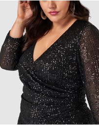 Pink Dusk by Curve Project - Smokin Hot Sequin Wrap Dress