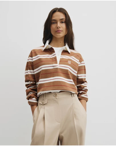 Country Road - Australian Cotton Stripe Rugby Polo Sweat