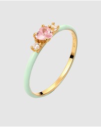 Elli Jewelry - Ring Crystal Heart 925 Sterling Silver Gold-Plated