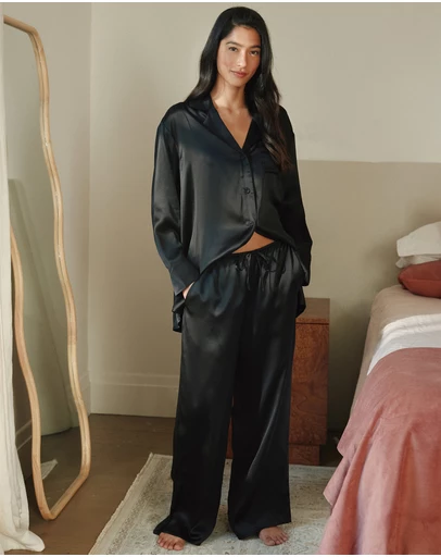Papinelle - Audrey Mulberry Silk Boyfriend Shirt