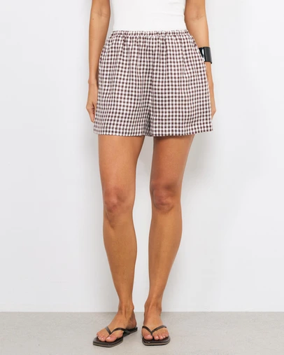 AERE - Romy Linen Gingham Shorts