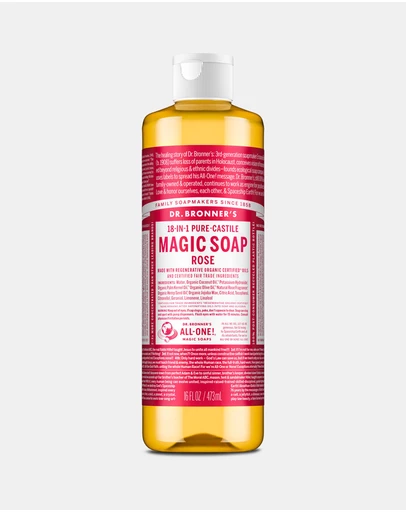 Dr Bronner's - Pure Liquid Castile Soap - Rose 473ml