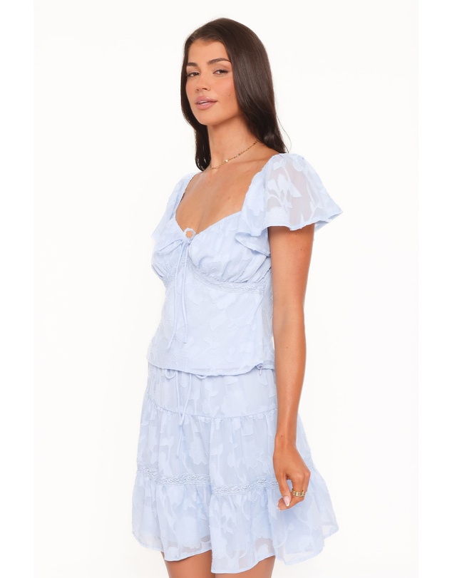 Petal & Pup - Clodagh Textured Tiered Mini Skirt - Powder Blue