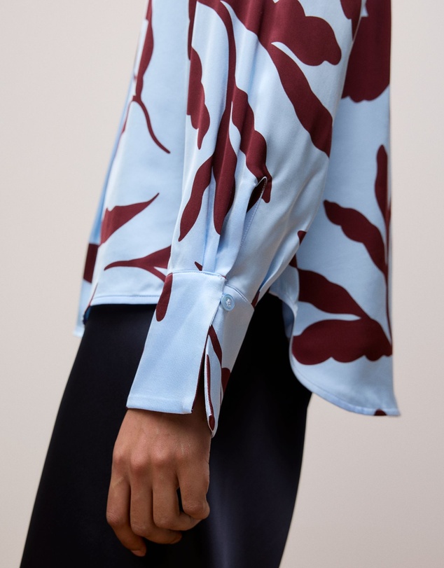 Trenery - Karra Satin Popover Blouse in Sky
