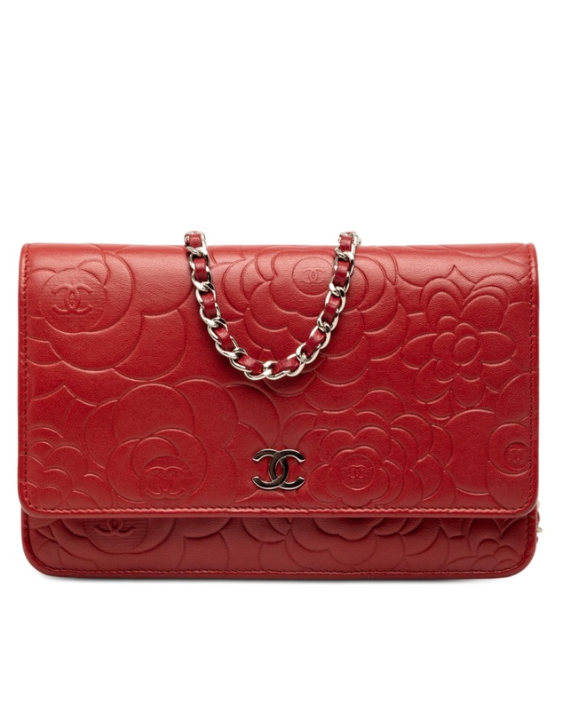 Pre-Loved by Azura Reborn - Pre-Loved CC Embossed Lambskin Camellia Wallet On Chain