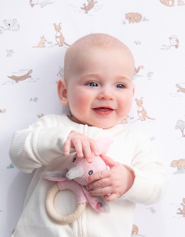 Living Textiles - Ring Rattle - Galah