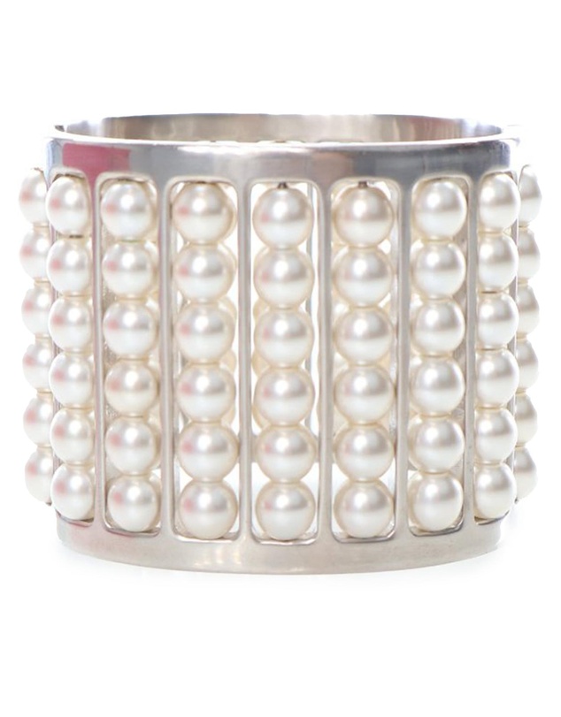 Pre-Loved by Azura Reborn - Pre-Loved Silver Plated Wide Pearl Cuff Bracelet