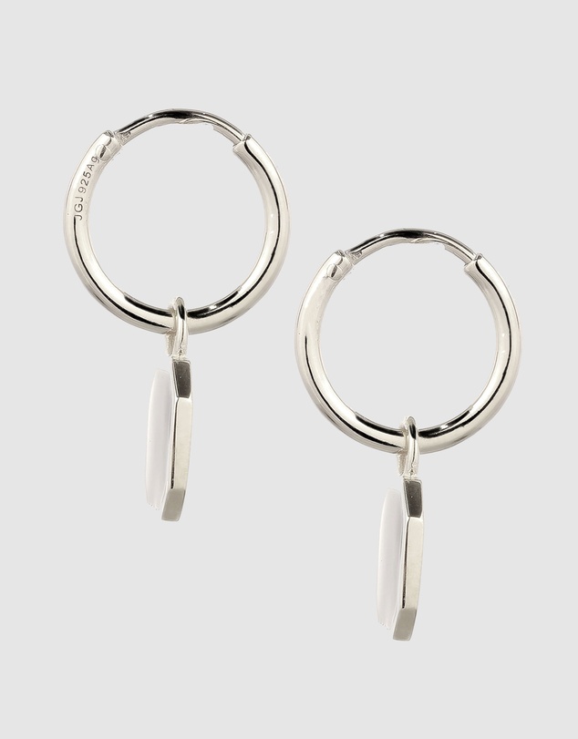 Kuzzoi - ICONIC EXCLUSIVE - Enamel Octagon Hoop Earrings in 925 Silver