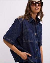 The Fated - Reese Oversized Short Sleeve Denim Shirt