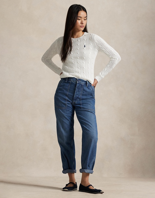 Polo Ralph Lauren - Julianna Cable Knit Cotton Crewneck Sweater