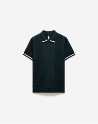 Calibre - Tech Stripe Collar Polo Bottle Green