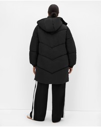 City Chic - Plus size Leah Longline Puffer Jacket - black