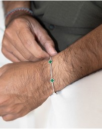 Kuzzoi - ICONIC EXCLUSIVE - Bracelet Male Cloverleaf Enamel Green 925 Sterling Silver