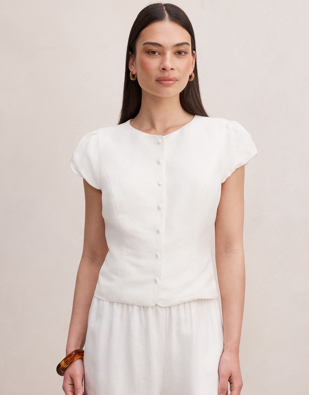 Forever New - Ella Button Up Linen Top