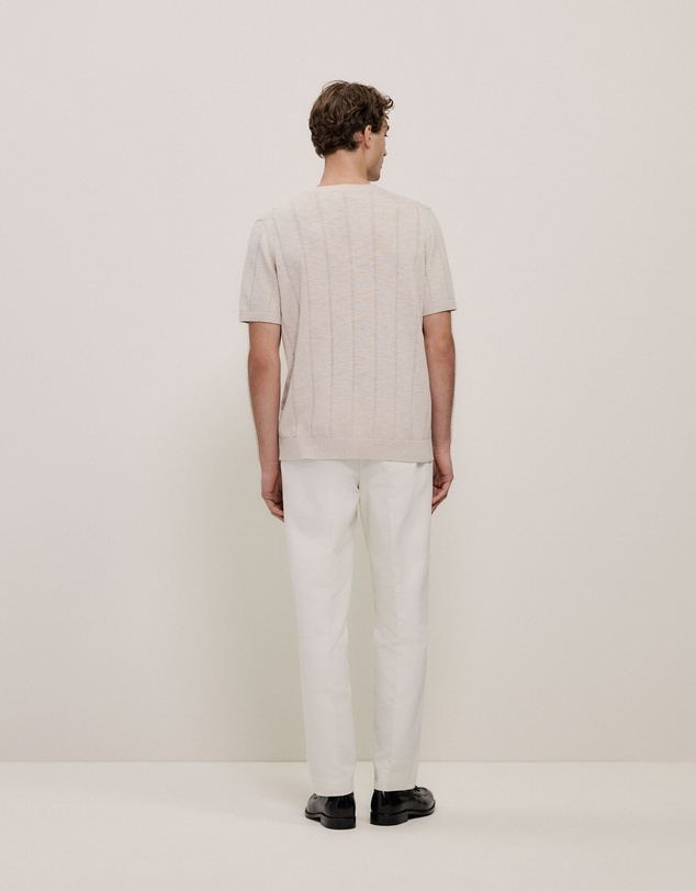 Trenery - Linen Cotton Slub Knit T-shirt in Stone