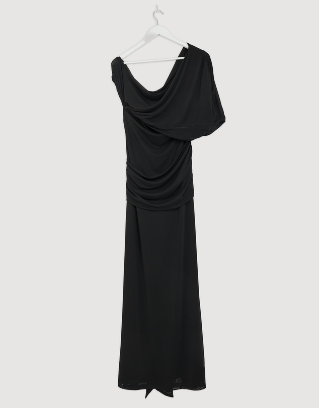 Revibe - Repaired CHANCERY Margot One Shoulder Drape Mesh Maxi Dress - AU 18