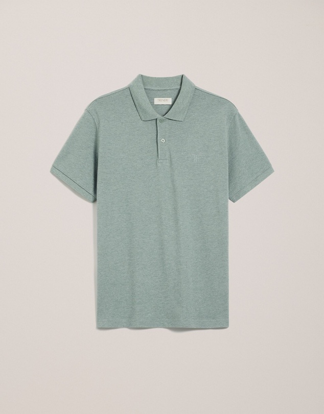 Trenery - Pique Marle Monogram Polo in Sage Green