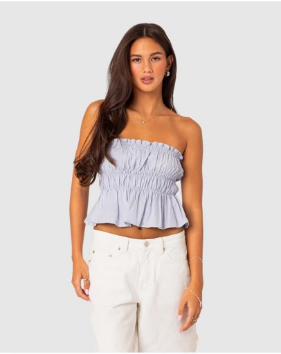 EDIKTED - Katherine linen scrunch top