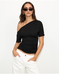 Dazie - Honey Asymmetrical Jersey Top