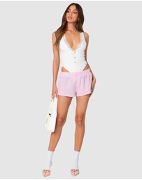 EDIKTED - Bloom Lace Trim Ribbed Bodysuit