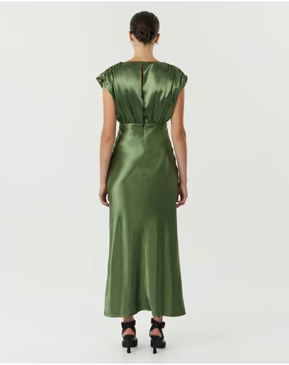 Third Form - Satin Cross Over Gather Dress