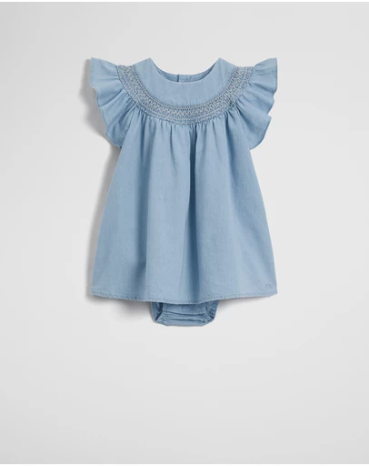 Country Road - Organically Grown Cotton Sleeveless Chambray Romper Dress