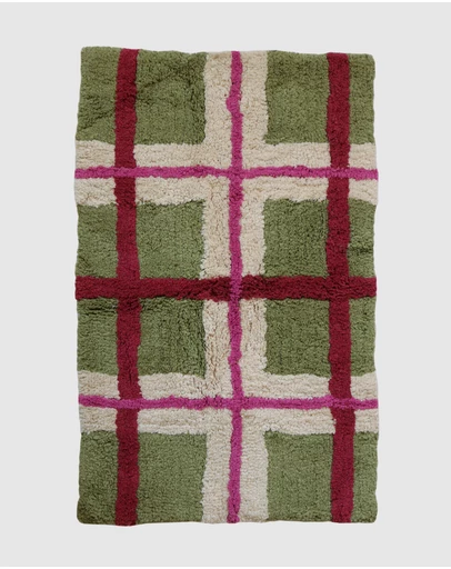 Mosey Me - Olive Plaid Bath Mat