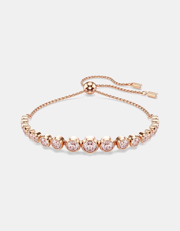 Swarovski - Imber bracelet, Mixed round cuts, Pink, 18K rose gold finish
