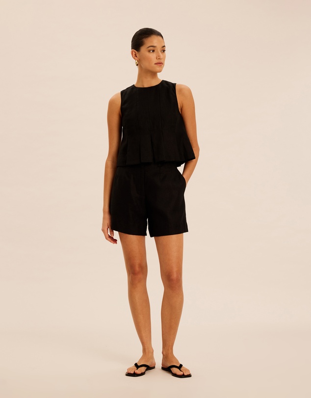 AERE - Raisa Tuck Linen Shorts