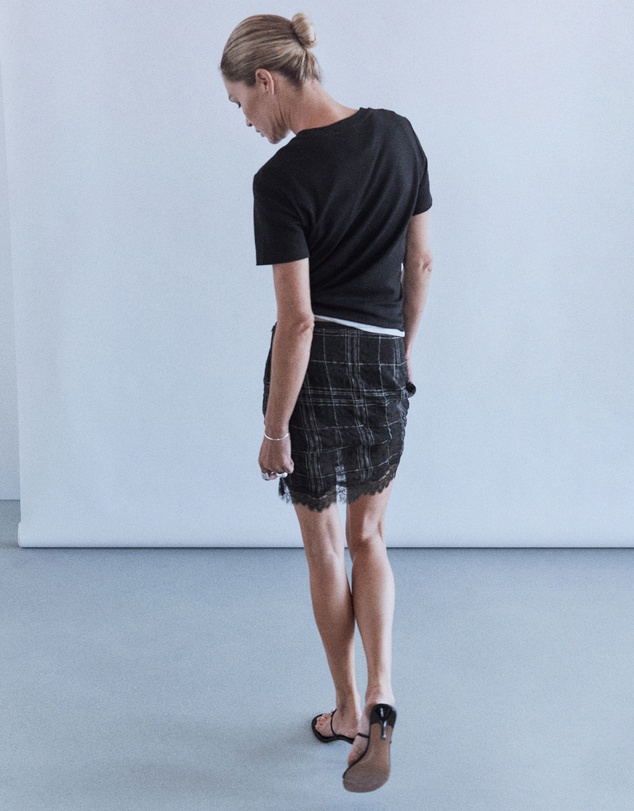 M.N.G - Linen Blend Checked Skirt