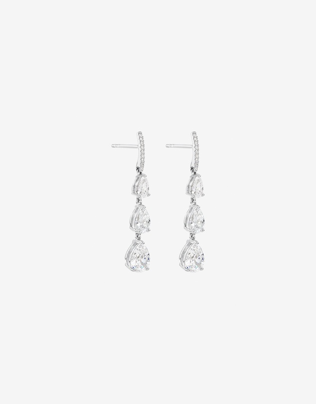 Michael Hill - Pear Shape Cubic Zirconia Triple Drop Stud Earrings in Sterling Silver