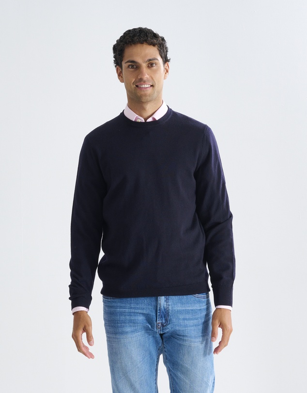 3 Wise Men - 3 Wise Men Driver Crew Neck Merino Knit - Navy