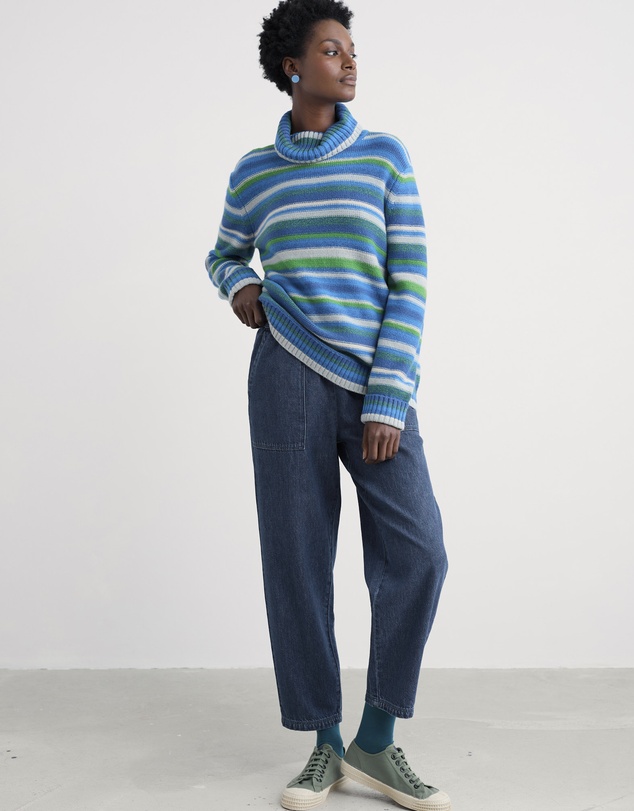 Seasalt - Seasalt Cornwall Blue Braque Roll Neck Jumper