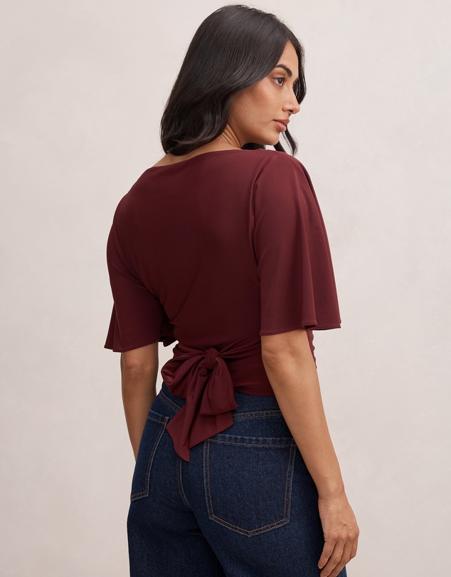 Forever New - Paige Flutter Sleeves Tie Back Top
