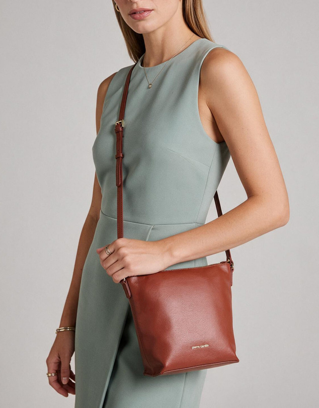 Pierre Cardin - Pierre Cardin Genuine Leather Bucket Crossbody Bag