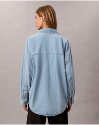 Calvin Klein Jeans - Linen Blend Denim Relaxed Button-Down Shirt
