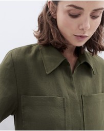 UNISON - Collared Linen Utility Dress
