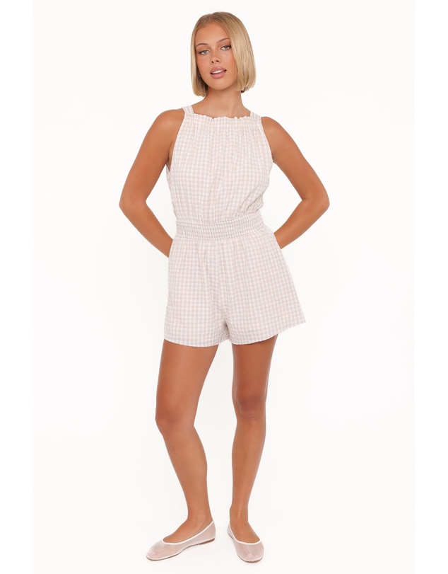 Petal & Pup - Felicity Playsuit - Beige Gingham