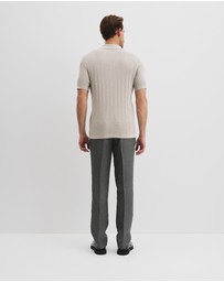 Country Road - Cotton Silk Stripe Open Neck Polo