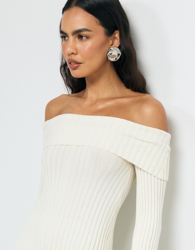AERE - Gabi Off Shoulder Knitted Mini Dress