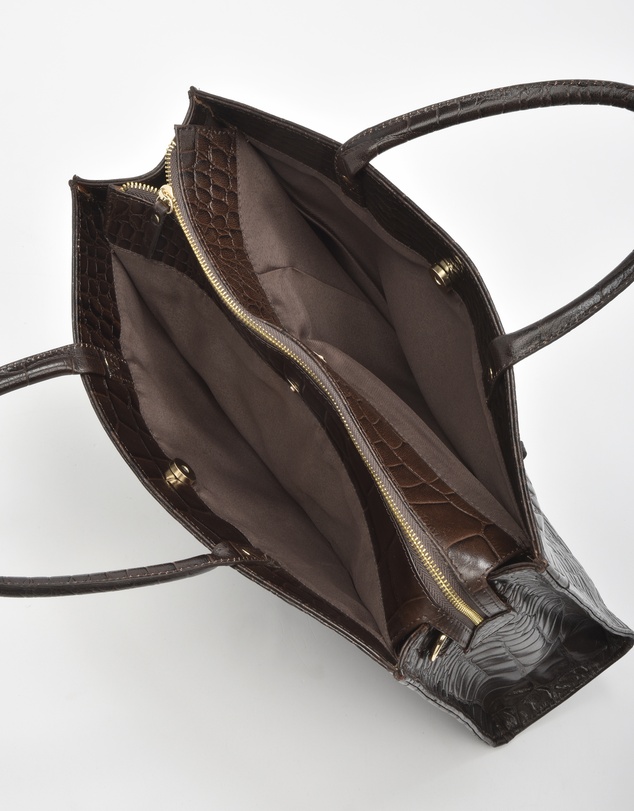 Cobb & Co - Toorak Leather Croc Business Bag Tote