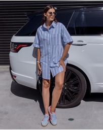 ALEXANDRA - Apex Dress Chambray Blue Stripe
