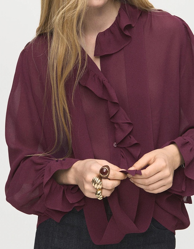 M.N.G - Ruffled Blouse With Scarf
