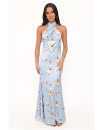 Petal & Pup - Mila Halterneck Maxi Dress - Cornflower Blue Floral
