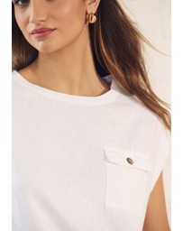 NEXT - Linen Blend Summer Front Pocket Top