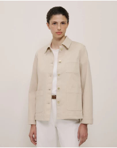 Trenery - Garment Dyed Denim Pocket Detail Jacket in Sandstone